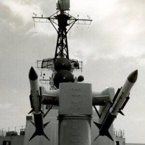 De geleide wapens (raketten met een bereik van 32 km) op kruiser De Zeven Provinciën 1964